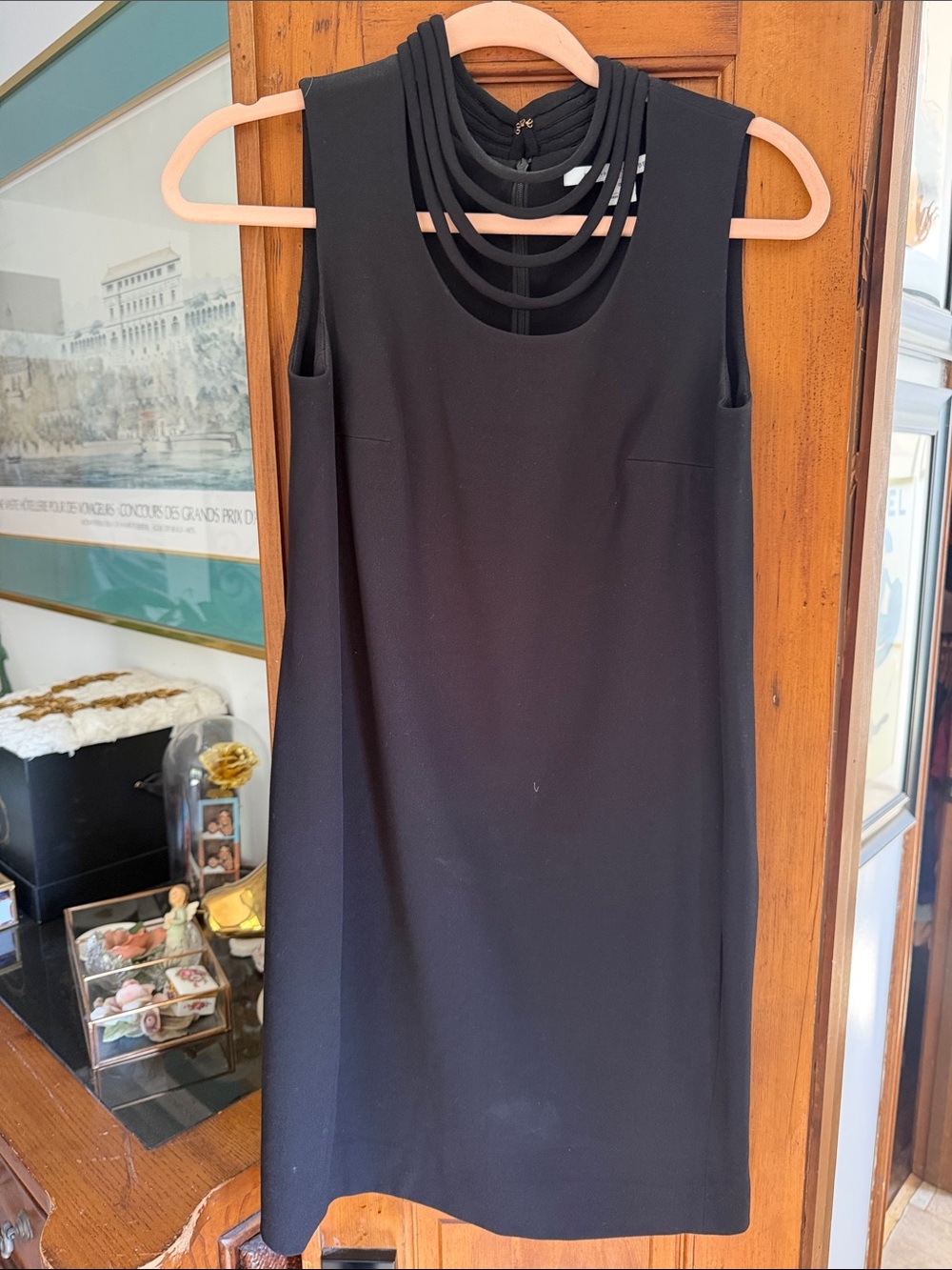 Diane Von Furstenberg Black Sleeveless Mini with Layered Strap Neckline